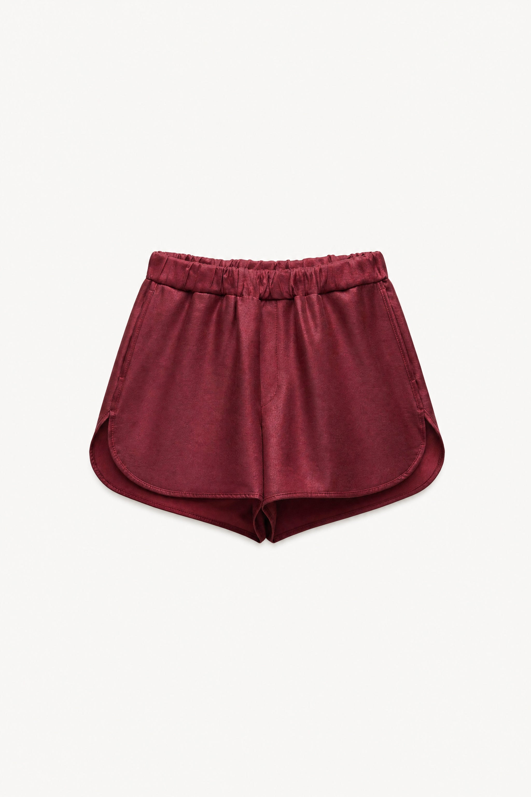 Fluid satin pull on shorts in red packshot image 1