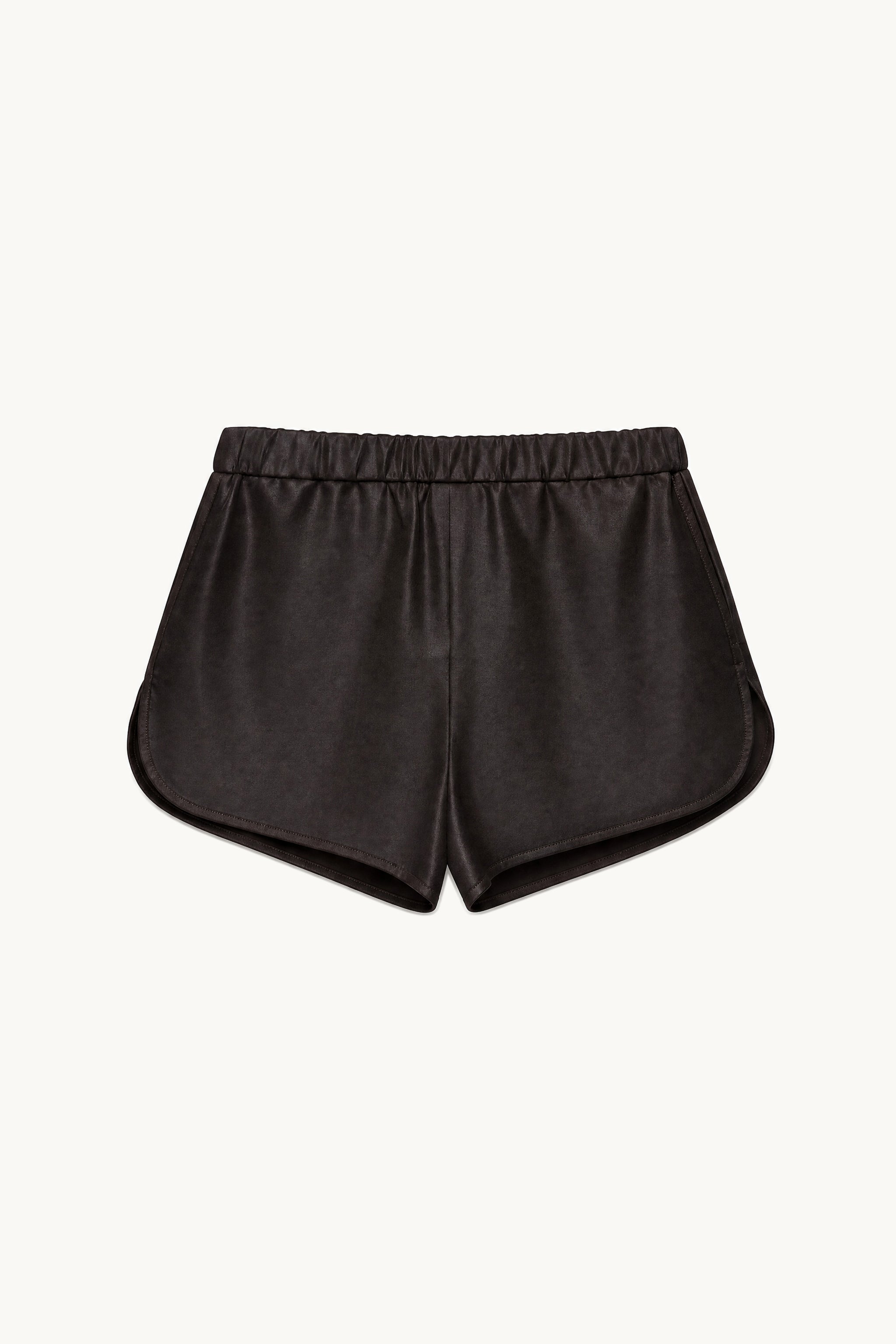 Fluid satin pull on shorts in brown packshot image 1