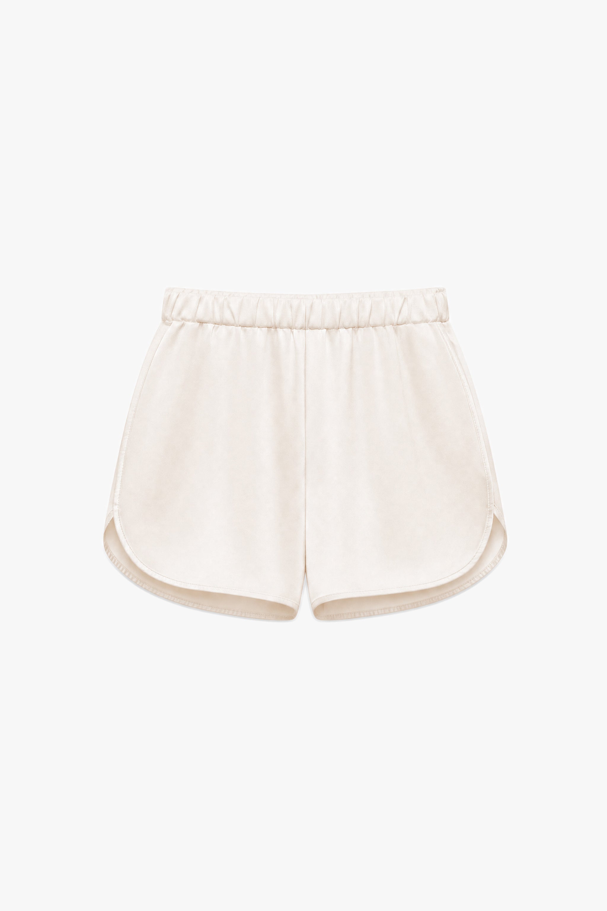 Fluid satin pull on shorts in pearl packshot image 1
