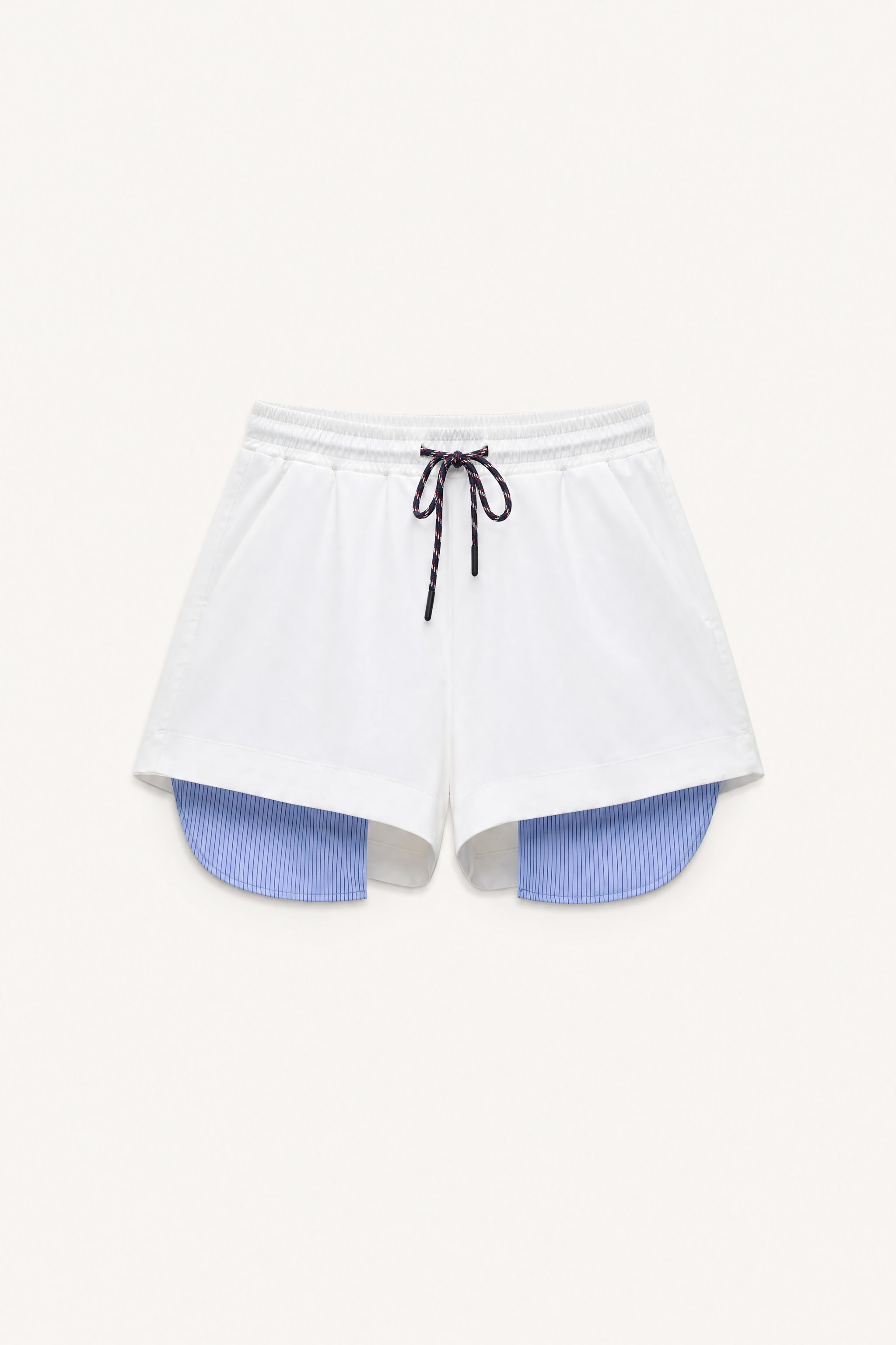 Striped detail cotton shorts in white packshot image 1