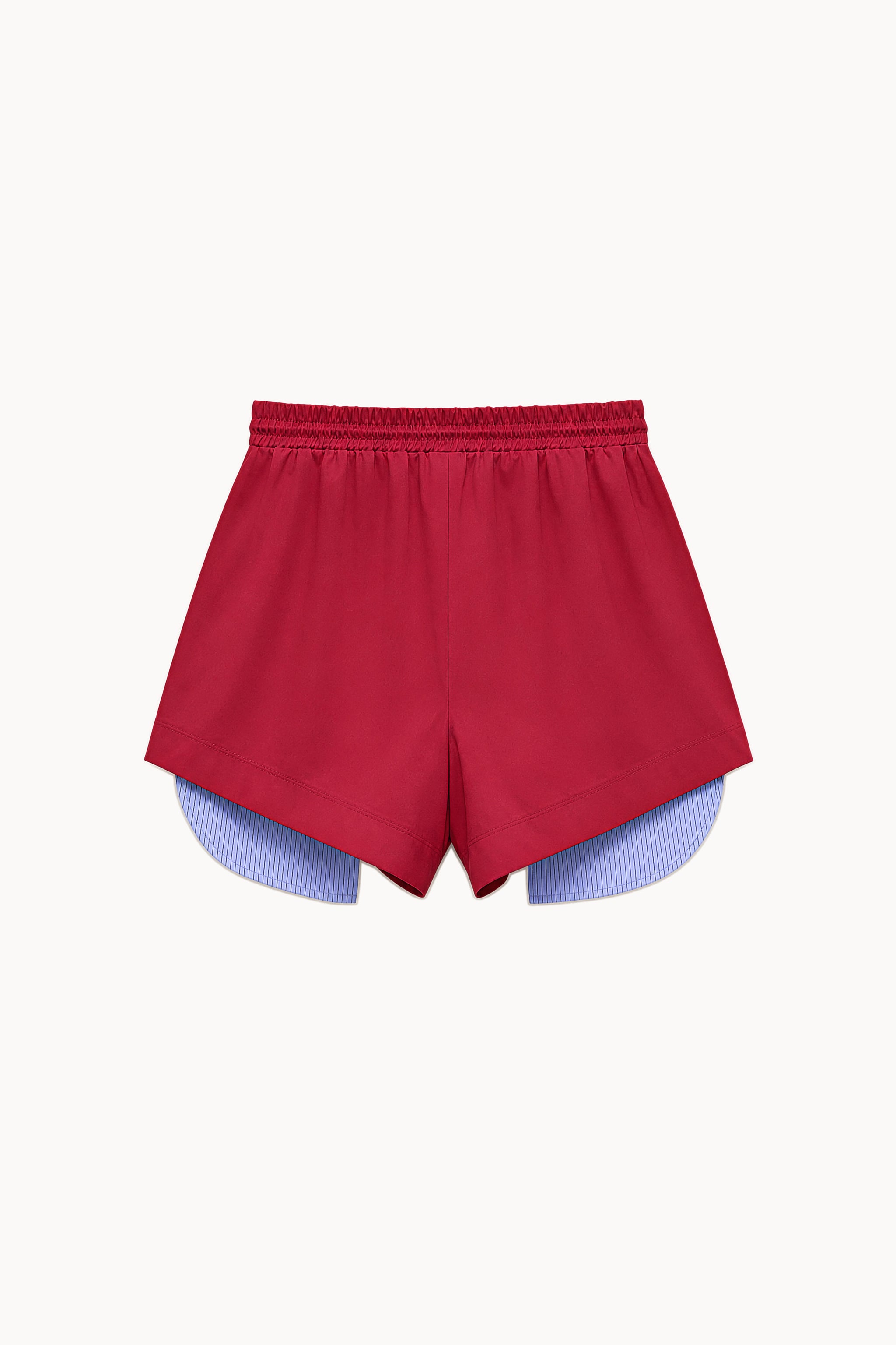 Striped detail cotton shorts in red packshot image 2