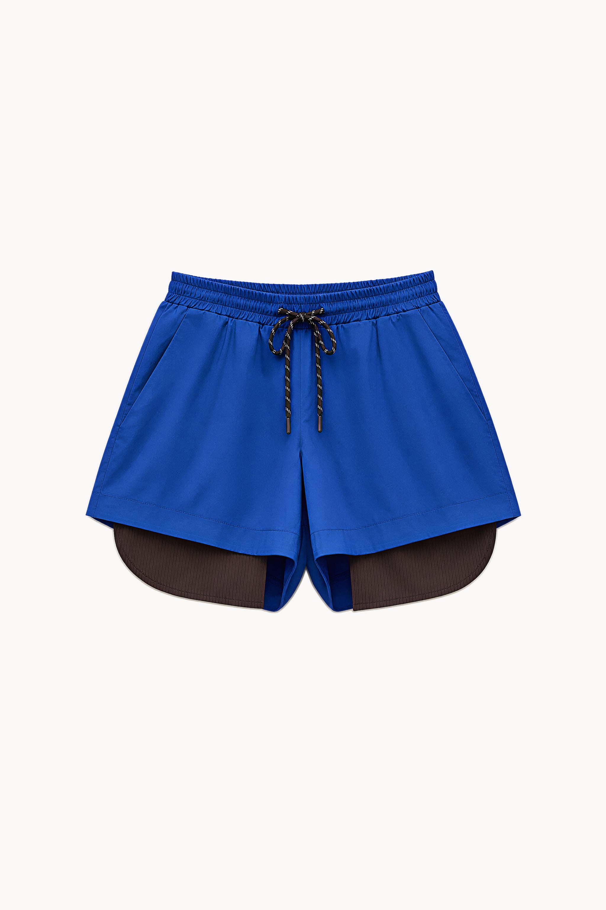 Striped detail cotton shorts in sea blue packshot image 1