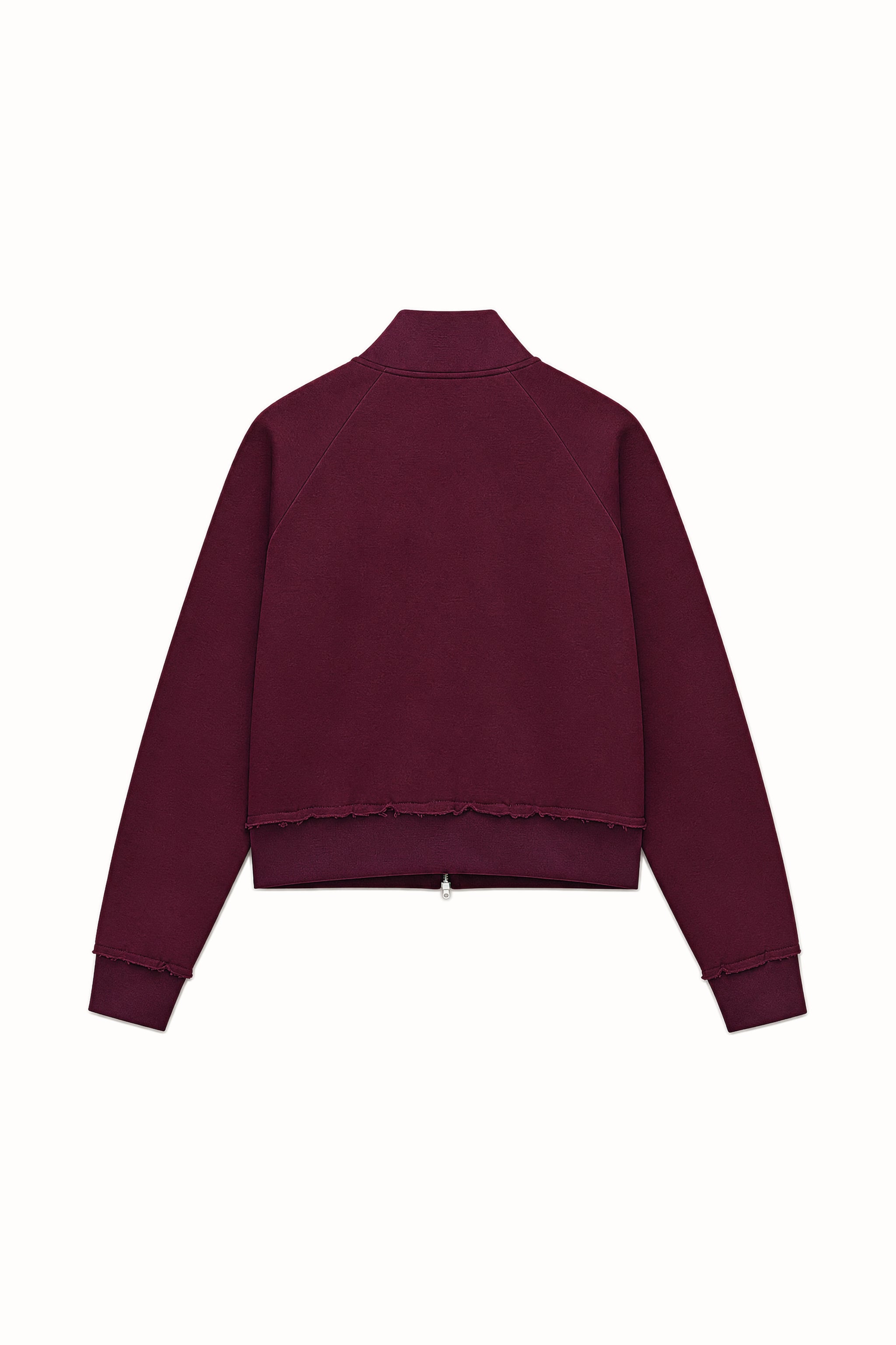 Cropped cotton zip sweatshirt in red packshot image 2