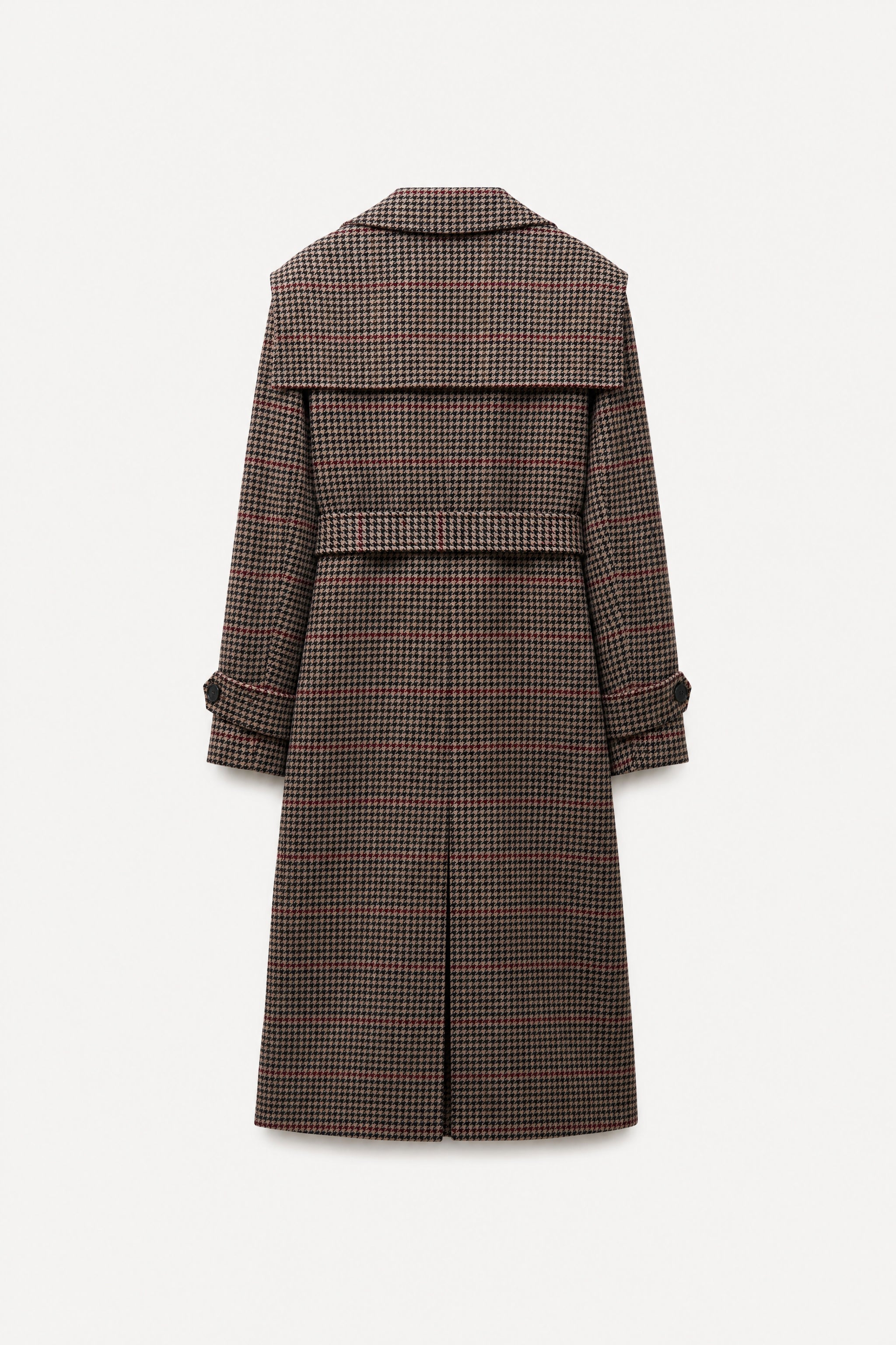 Houndstooth belted trench coat packshot image 2