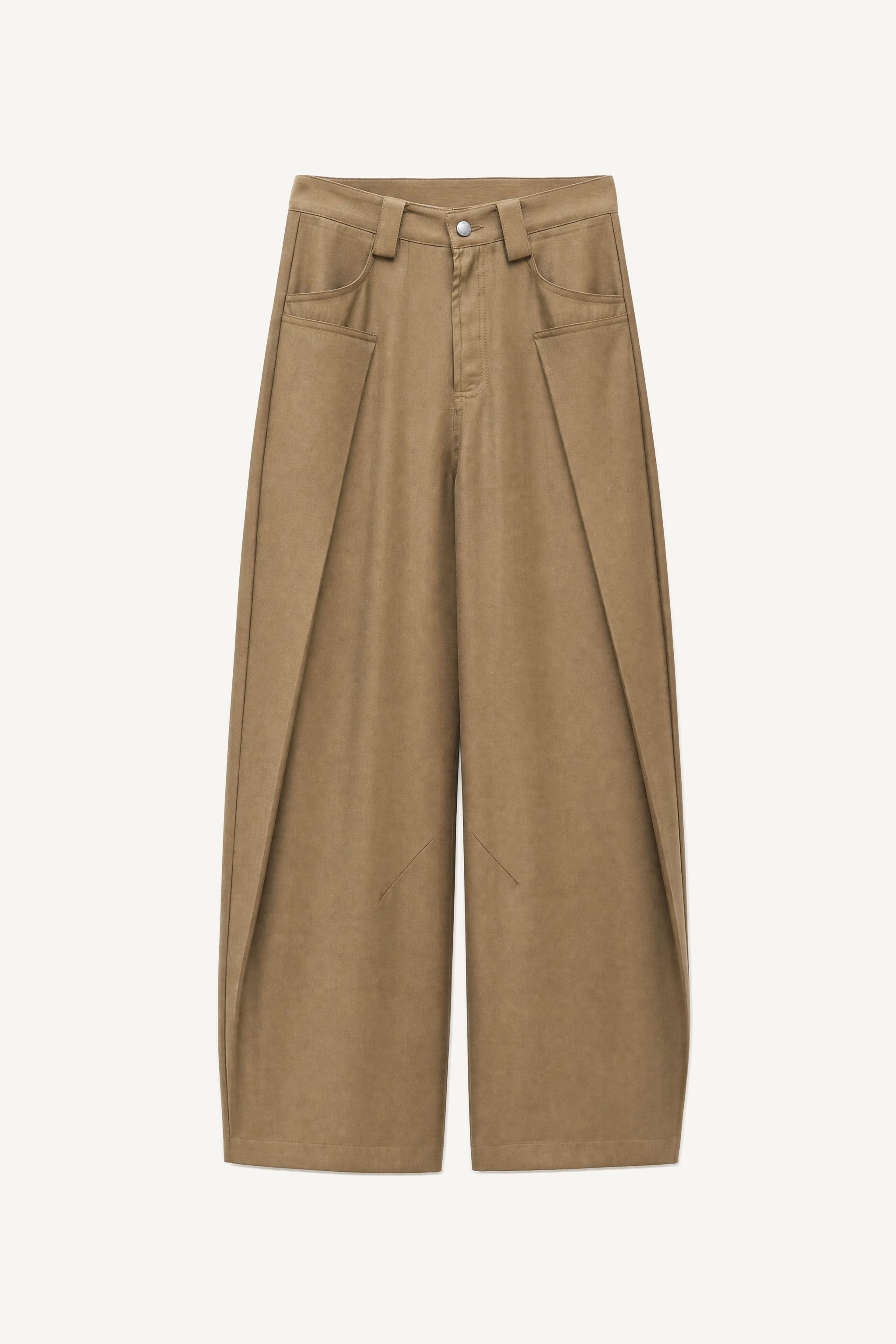 Satin pleated wide leg trousers in gold packshot image 1