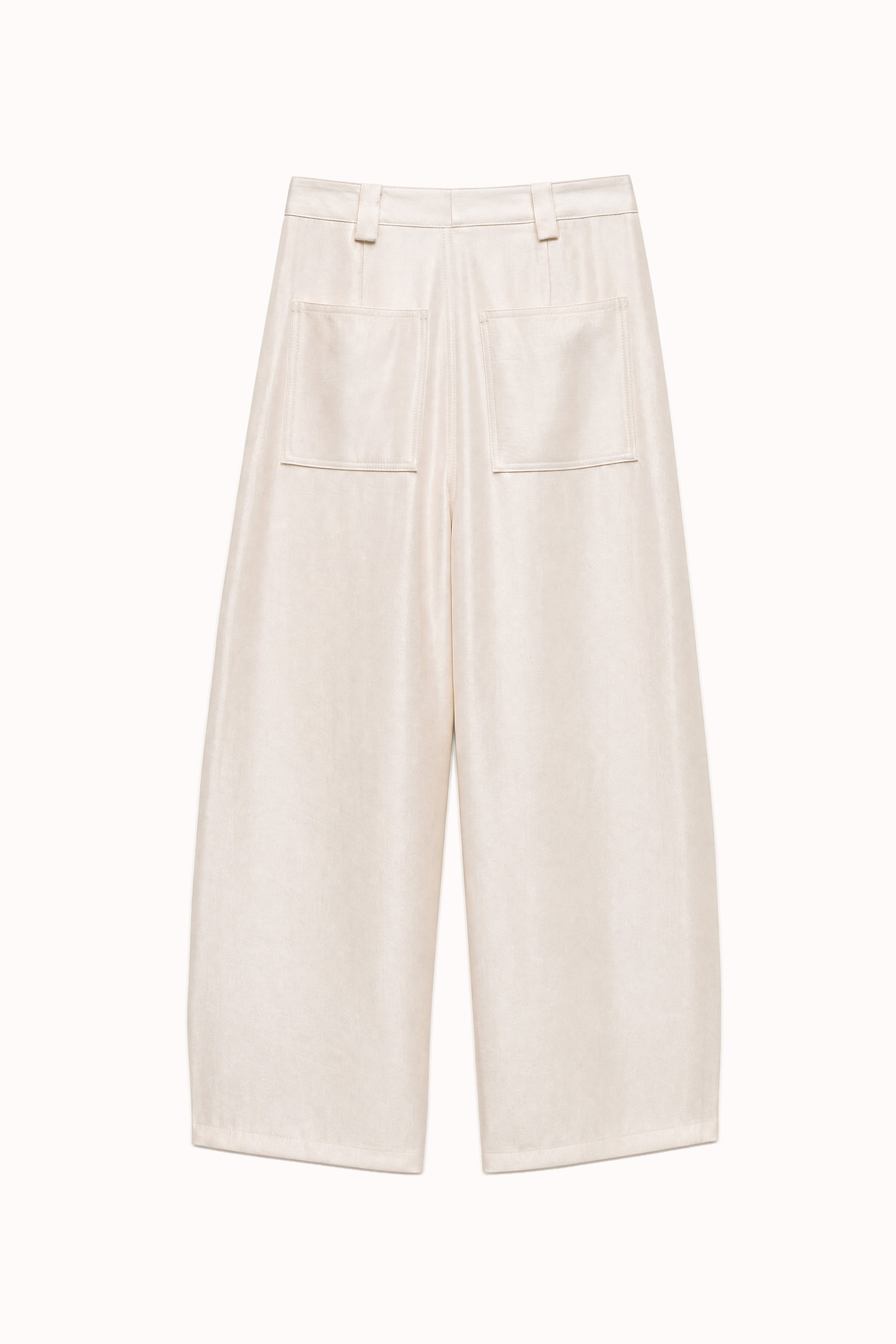 Satin pleated wide leg trousers in pearl packshot image 2